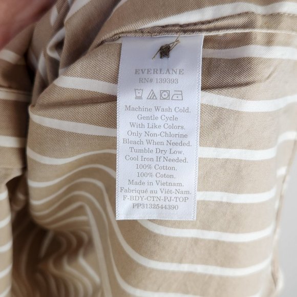 NWT Everlane Brown Stripe Button Up Collared PJ Pajama Shirt sz S - Picture 8 of 8